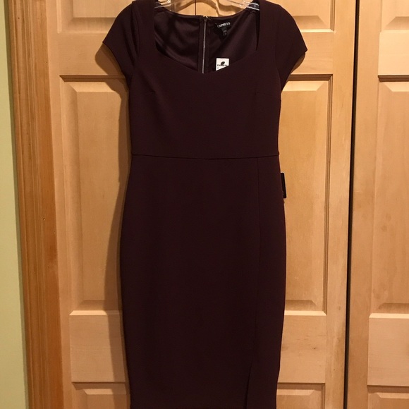 New Express Rich Burgundy Midi Dress. - Picture 1 of 7